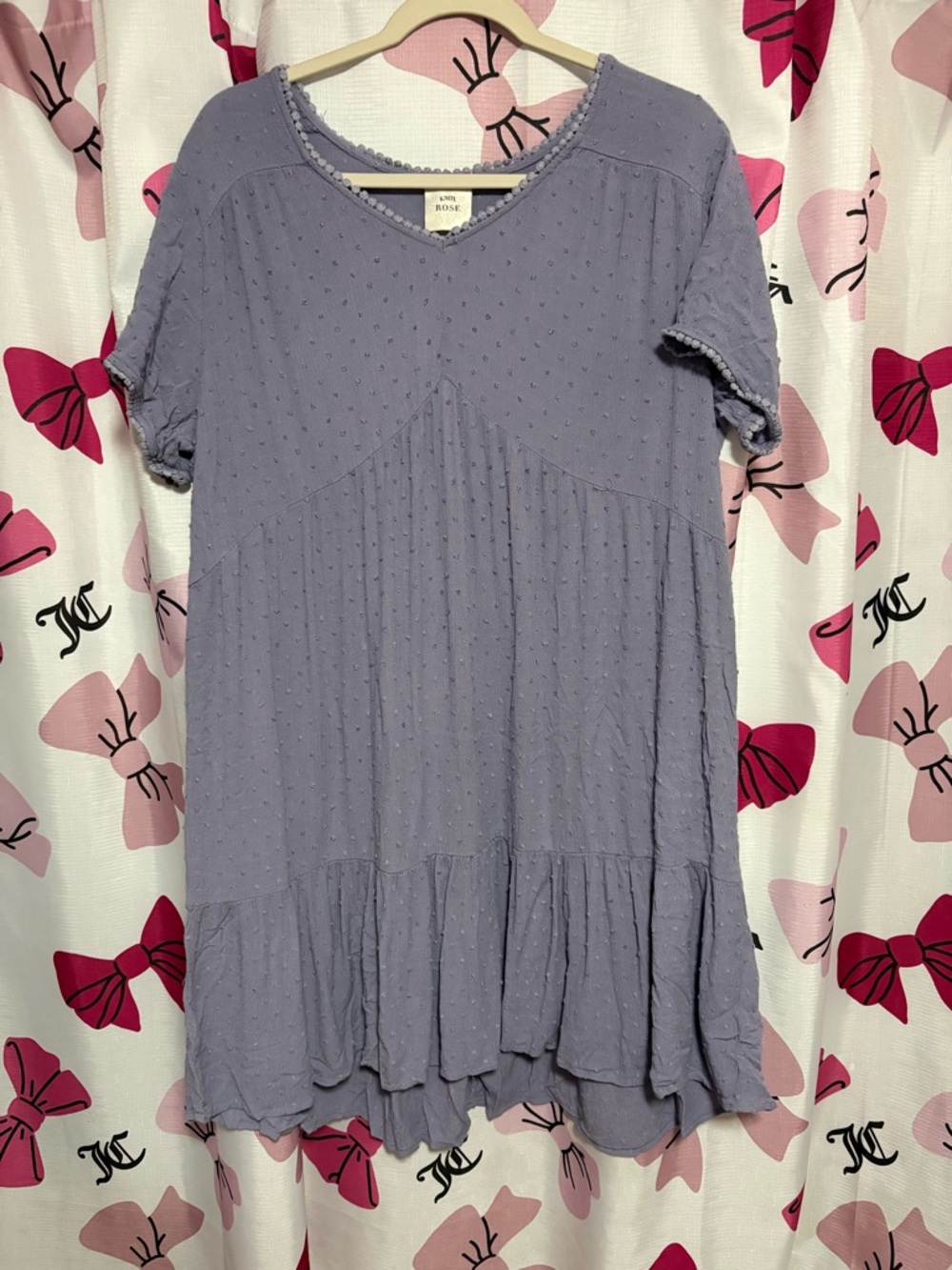 Knox Rose Lavender Swiss Dot Tiered Mini Dress